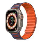 For Apple Watch 46mm / 49mm / 45mm / 44mm Cylinder Magnetic Two-color Loop Silicone Watch Band(Midnight Blue Orange) - 1
