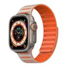 For Apple Watch 46mm / 49mm / 45mm / 44mm Cylinder Magnetic Two-color Loop Silicone Watch Band(Starlight Orange) - 1