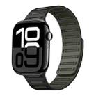 For Apple Watch 42mm / 41mm / 40mm / 38mm Cylinder Magnetic Two-color Loop Silicone Watch Band(Black Army Green) - 1