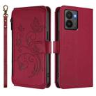 For HMD Fuison Butterfly Love Flower Multi-card Zipper Wallet Leather Phone Case(Wine Red) - 2