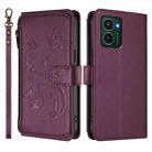 For HMD Pulse Pro / Pulse+ Butterfly Love Flower Multi-card Zipper Wallet Leather Phone Case(Dark Purple) - 2