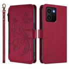 For HMD Skyline Butterfly Love Flower Multi-card Zipper Wallet Leather Phone Case(Wine Red) - 2