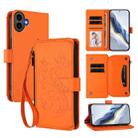For Nothing CMF Phone 1 Butterfly Love Flower Multi-card Zipper Wallet Leather Phone Case(Orange) - 1