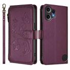 For Nothing CMF Phone 2 Pro Butterfly Love Flower Multi-card Zipper Wallet Leather Phone Case(Dark Purple) - 2