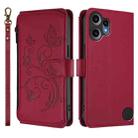 For Nothing CMF Phone 2 Pro Butterfly Love Flower Multi-card Zipper Wallet Leather Phone Case(Wine Red) - 2