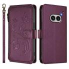 For Nothing Phone 2a Butterfly Love Flower Multi-card Zipper Wallet Leather Phone Case(Dark Purple) - 2