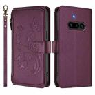 For Nothing Phone 3a Butterfly Love Flower Multi-card Zipper Wallet Leather Phone Case(Dark Purple) - 2