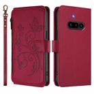 For Nothing Phone 3a Butterfly Love Flower Multi-card Zipper Wallet Leather Phone Case(Wine Red) - 2