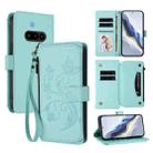 For Nothing Phone 3a Butterfly Love Flower Multi-card Zipper Wallet Leather Phone Case(Mint Green) - 1
