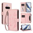 For Nothing Phone 3a Butterfly Love Flower Multi-card Zipper Wallet Leather Phone Case(Pink) - 1