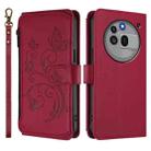 For Nothing Phone 3a Pro Butterfly Love Flower Multi-card Zipper Wallet Leather Phone Case(Wine Red) - 2