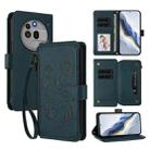 For Nothing Phone 3a Pro Butterfly Love Flower Multi-card Zipper Wallet Leather Phone Case(Dark Green) - 1