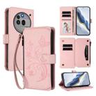 For Nothing Phone 3a Pro Butterfly Love Flower Multi-card Zipper Wallet Leather Phone Case(Pink) - 1