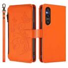 For Sony Xperia 1 V 2023 Butterfly Love Flower Multi-card Zipper Wallet Leather Phone Case(Orange) - 2