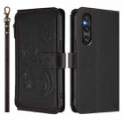 For Sony Xperia 1 V 2023 Butterfly Love Flower Multi-card Zipper Wallet Leather Phone Case(Black) - 2
