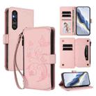 For Sony Xperia 1 V 2023 Butterfly Love Flower Multi-card Zipper Wallet Leather Phone Case(Pink) - 1