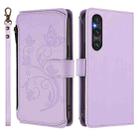 For Sony Xperia 1 V 2023 Butterfly Love Flower Multi-card Zipper Wallet Leather Phone Case(Light Purple) - 2