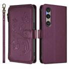 For Sony Xperia 1 VI 2024 Butterfly Love Flower Multi-card Zipper Wallet Leather Phone Case(Dark Purple) - 2