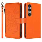 For Sony Xperia 1 VI 2024 Butterfly Love Flower Multi-card Zipper Wallet Leather Phone Case(Orange) - 2