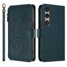For Sony Xperia 1 VI 2024 Butterfly Love Flower Multi-card Zipper Wallet Leather Phone Case(Dark Green) - 2