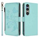 For Sony Xperia 1 VI 2024 Butterfly Love Flower Multi-card Zipper Wallet Leather Phone Case(Mint Green) - 2