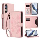 For Sony Xperia 1 VI 2024 Butterfly Love Flower Multi-card Zipper Wallet Leather Phone Case(Pink) - 1