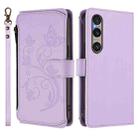 For Sony Xperia 1 VI 2024 Butterfly Love Flower Multi-card Zipper Wallet Leather Phone Case(Light Purple) - 2
