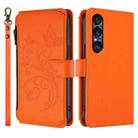 For Sony Xperia 1 VII Butterfly Love Flower Multi-card Zipper Wallet Leather Phone Case(Orange) - 2