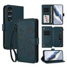 For Sony Xperia 1 VII Butterfly Love Flower Multi-card Zipper Wallet Leather Phone Case(Dark Green) - 1