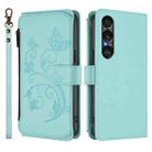 For Sony Xperia 1 VII Butterfly Love Flower Multi-card Zipper Wallet Leather Phone Case(Mint Green) - 2