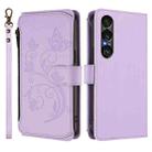 For Sony Xperia 1 VII Butterfly Love Flower Multi-card Zipper Wallet Leather Phone Case(Light Purple) - 2