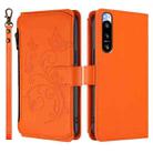 For Sony Xperia 5 IV Butterfly Love Flower Multi-card Zipper Wallet Leather Phone Case(Orange) - 2