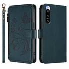 For Sony Xperia 5 IV Butterfly Love Flower Multi-card Zipper Wallet Leather Phone Case(Dark Green) - 2