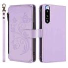 For Sony Xperia 5 IV Butterfly Love Flower Multi-card Zipper Wallet Leather Phone Case(Light Purple) - 2