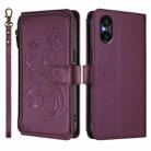 For Sony Xperia 5 V Butterfly Love Flower Multi-card Zipper Wallet Leather Phone Case(Dark Purple) - 2