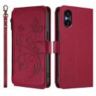For Sony Xperia 5 V Butterfly Love Flower Multi-card Zipper Wallet Leather Phone Case(Wine Red) - 2