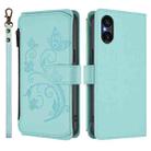 For Sony Xperia 5 V Butterfly Love Flower Multi-card Zipper Wallet Leather Phone Case(Mint Green) - 2