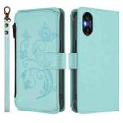 For Sony Xperia 5 VI Butterfly Love Flower Multi-card Zipper Wallet Leather Phone Case(Mint Green) - 2