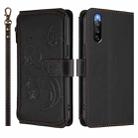 For Sony Xperia 10 IV Butterfly Love Flower Multi-card Zipper Wallet Leather Phone Case(Black) - 2