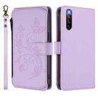 For Sony Xperia 10 IV Butterfly Love Flower Multi-card Zipper Wallet Leather Phone Case(Light Purple) - 2