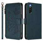 For Sony Xperia 10 V 2023 Butterfly Love Flower Multi-card Zipper Wallet Leather Phone Case(Dark Green) - 2