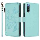 For Sony Xperia 10 V 2023 Butterfly Love Flower Multi-card Zipper Wallet Leather Phone Case(Mint Green) - 2