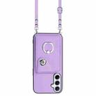 For Samsung Galaxy A26 5G Organ Card Bag Ring Holder Phone Case with Long Lanyard(Purple) - 2