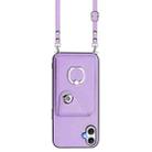 For Samsung Galaxy A06 4G Organ Card Bag Ring Holder Phone Case with Long Lanyard(Purple) - 2