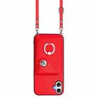 For Samsung Galaxy A06 4G Organ Card Bag Ring Holder Phone Case with Long Lanyard(Red) - 2