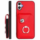 For Samsung Galaxy A06 4G Organ Card Bag Ring Holder Phone Case with Long Lanyard(Red) - 3
