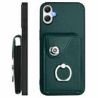 For Samsung Galaxy A06 4G Organ Card Bag Ring Holder Phone Case with Long Lanyard(Green) - 3