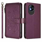 For ZTE Blade A35 Lite / A35 Core Butterfly Love Flower Multi-card Zipper Wallet Leather Phone Case(Dark Purple) - 2
