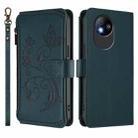 For ZTE Blade A35 Lite / A35 Core Butterfly Love Flower Multi-card Zipper Wallet Leather Phone Case(Dark Green) - 2