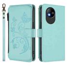 For ZTE Blade A35 Lite / A35 Core Butterfly Love Flower Multi-card Zipper Wallet Leather Phone Case(Mint Green) - 2